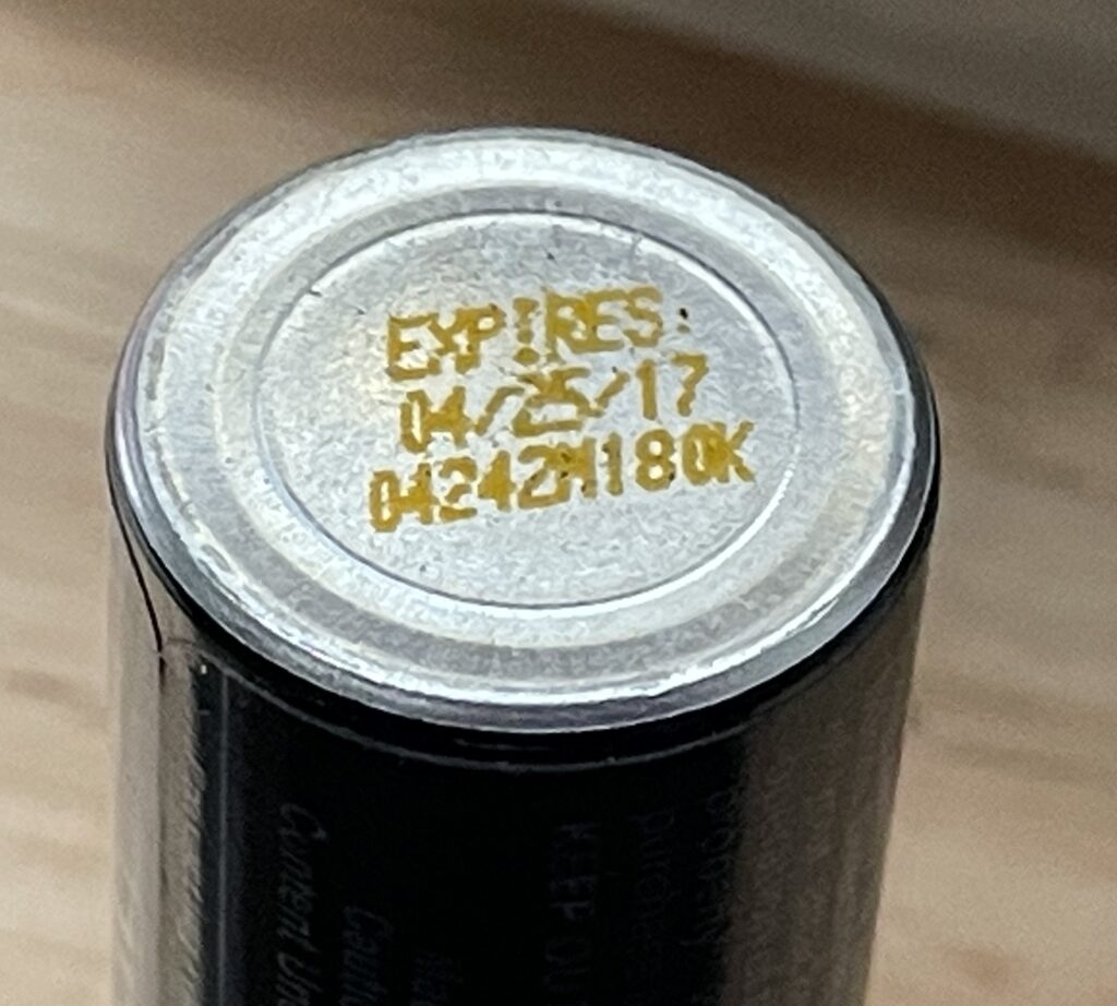 date, 04/25/2017, on expired pepper spray canister